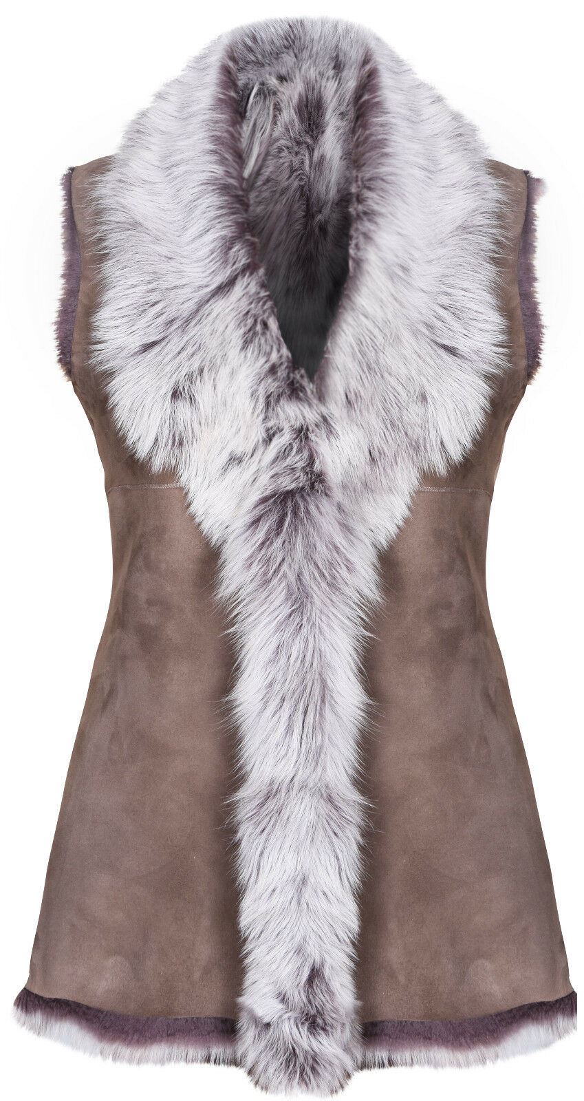 Womens Warmer Toscana Sheepskin Long Gilet-Seaford