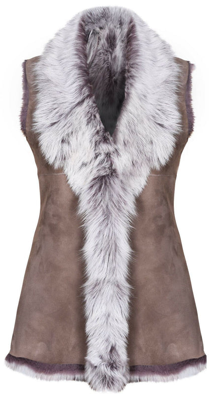 Womens Warmer Toscana Sheepskin Long Gilet-Seaford