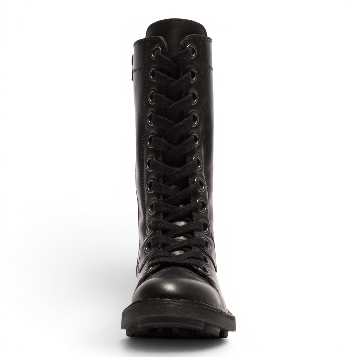 Fly London Women’s Black Leather Lace-Up Combat Ankle Boots- NOLE176