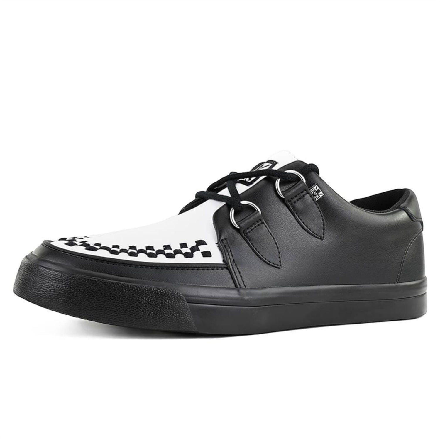 TUK Pointed Creeper Sneaker Black White Leather Platform Shoes - A9180