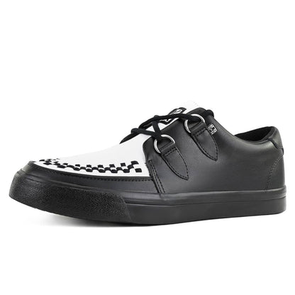 TUK Pointed Creeper Sneaker Black White Leather Platform Shoes - A9180