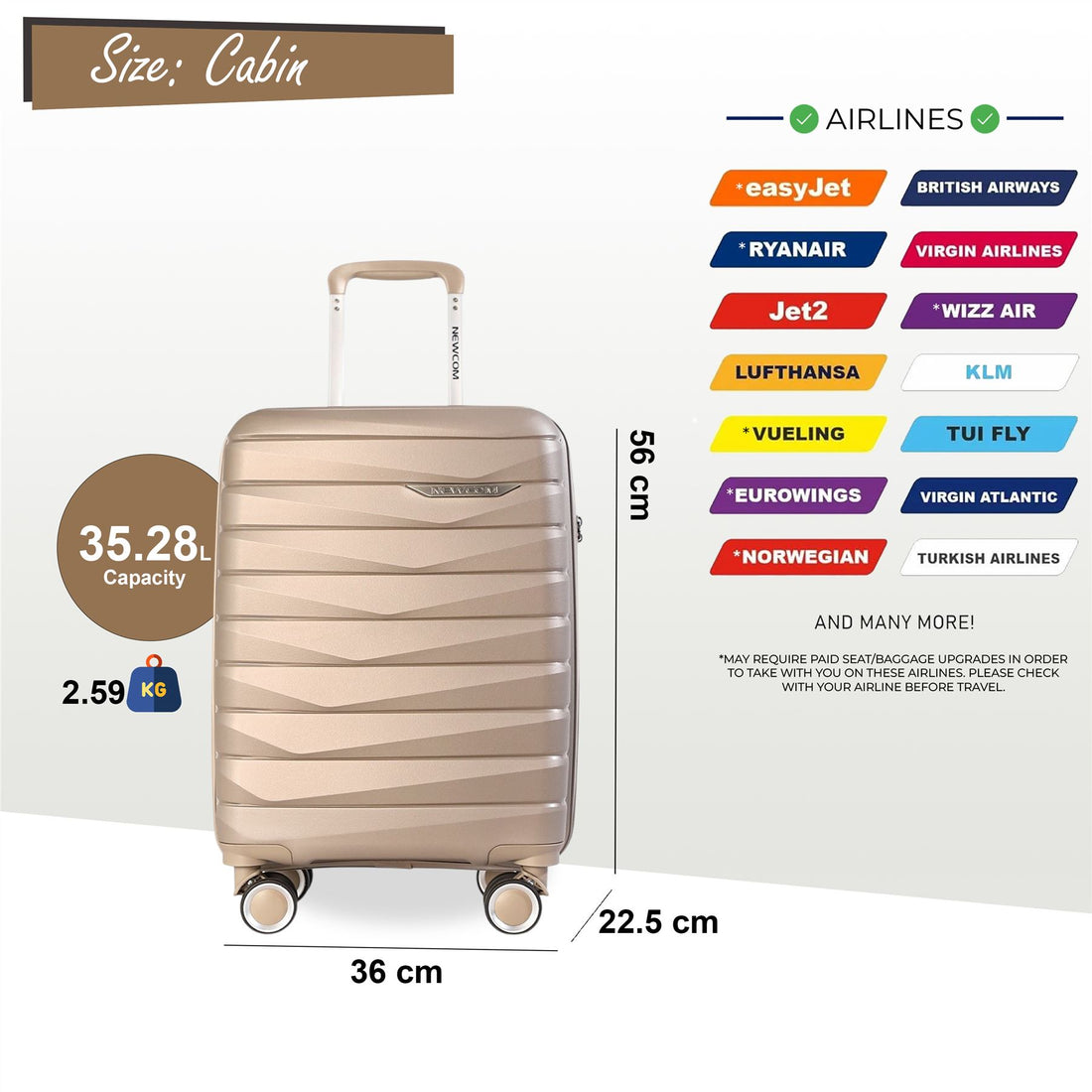 Forster Cabin Hard Shell TSA Suitcase in Champagne Beige