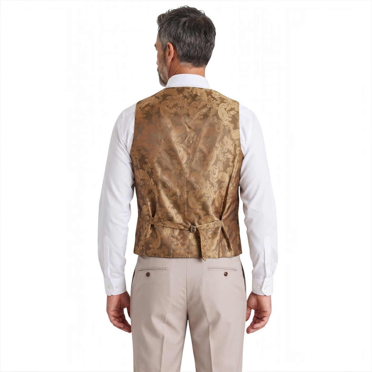Mens Stone Suit with Harris Brown Tweed Waistcoat Wedding Suit - Mayfair