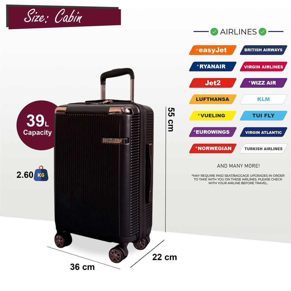 Cowra Cabin Hard Shell Suitcase in Marron