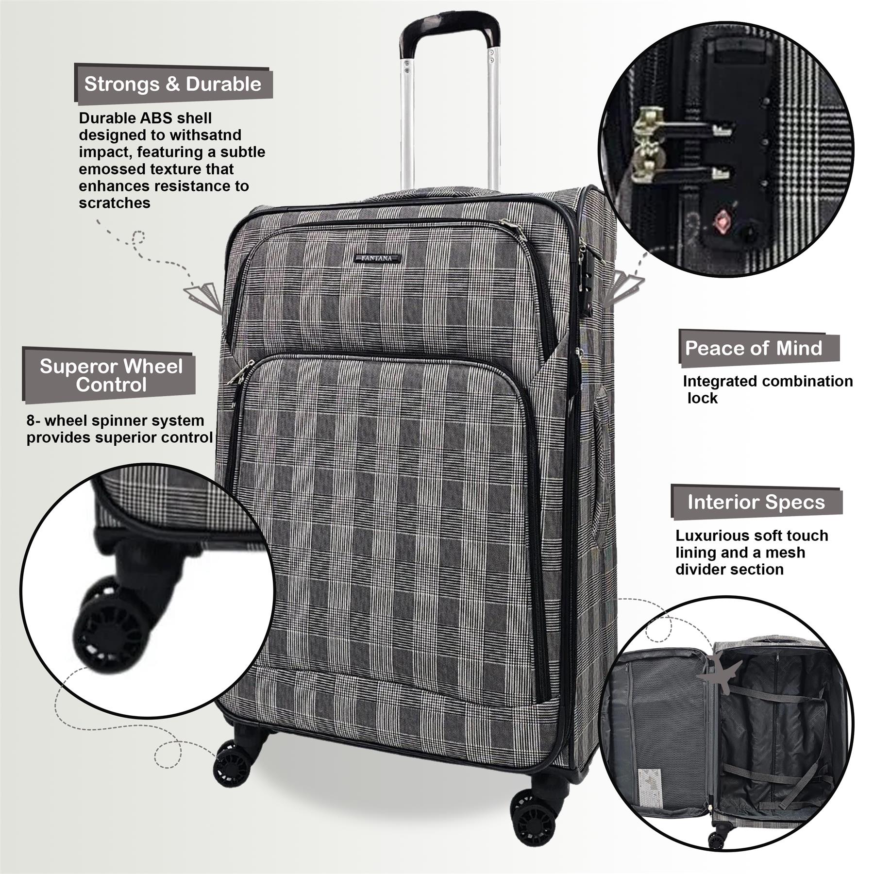 Lightweight Cabin 8 Wheel Luggage Travel Soft Bag