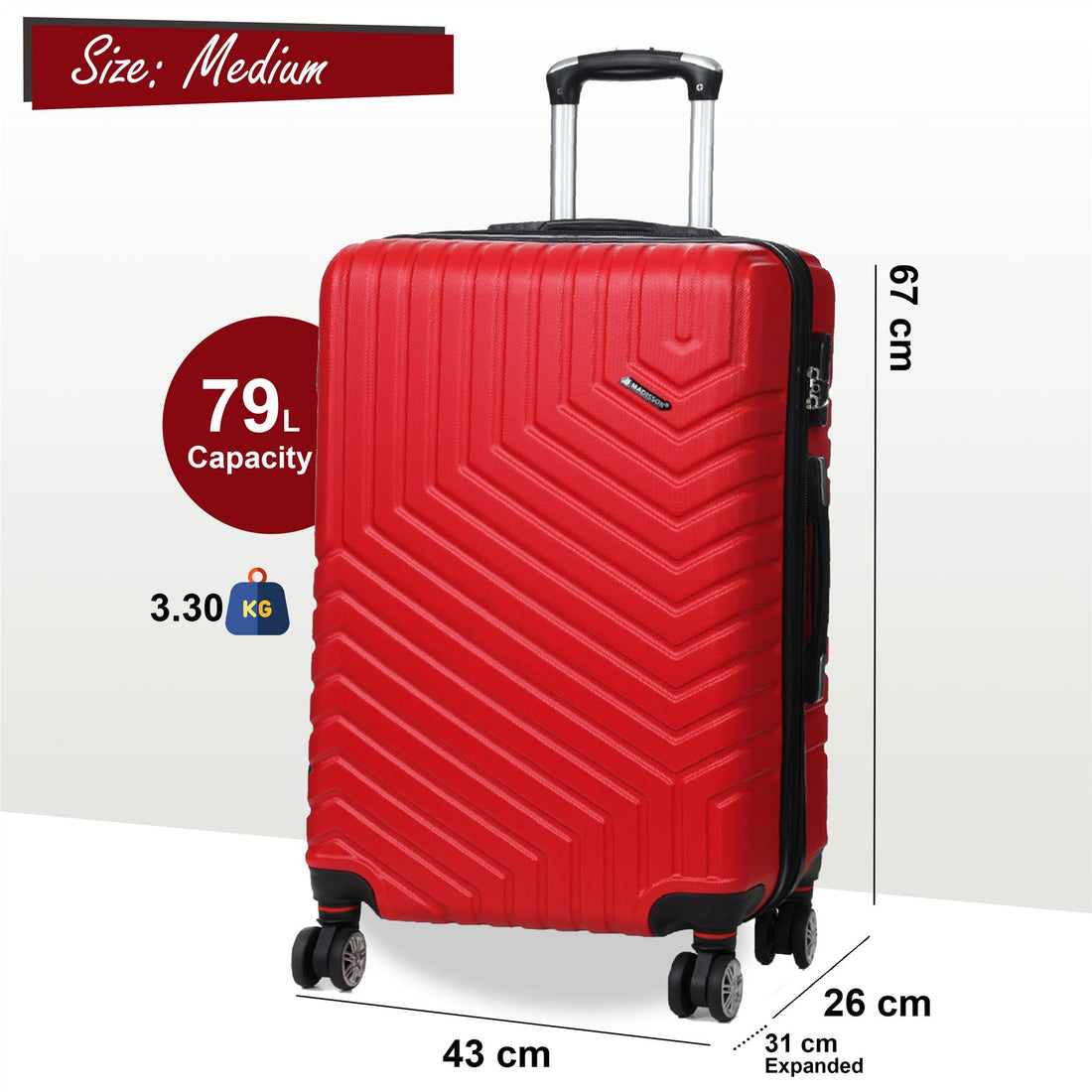 Bega Medium Hard Shell Suitcase in Red