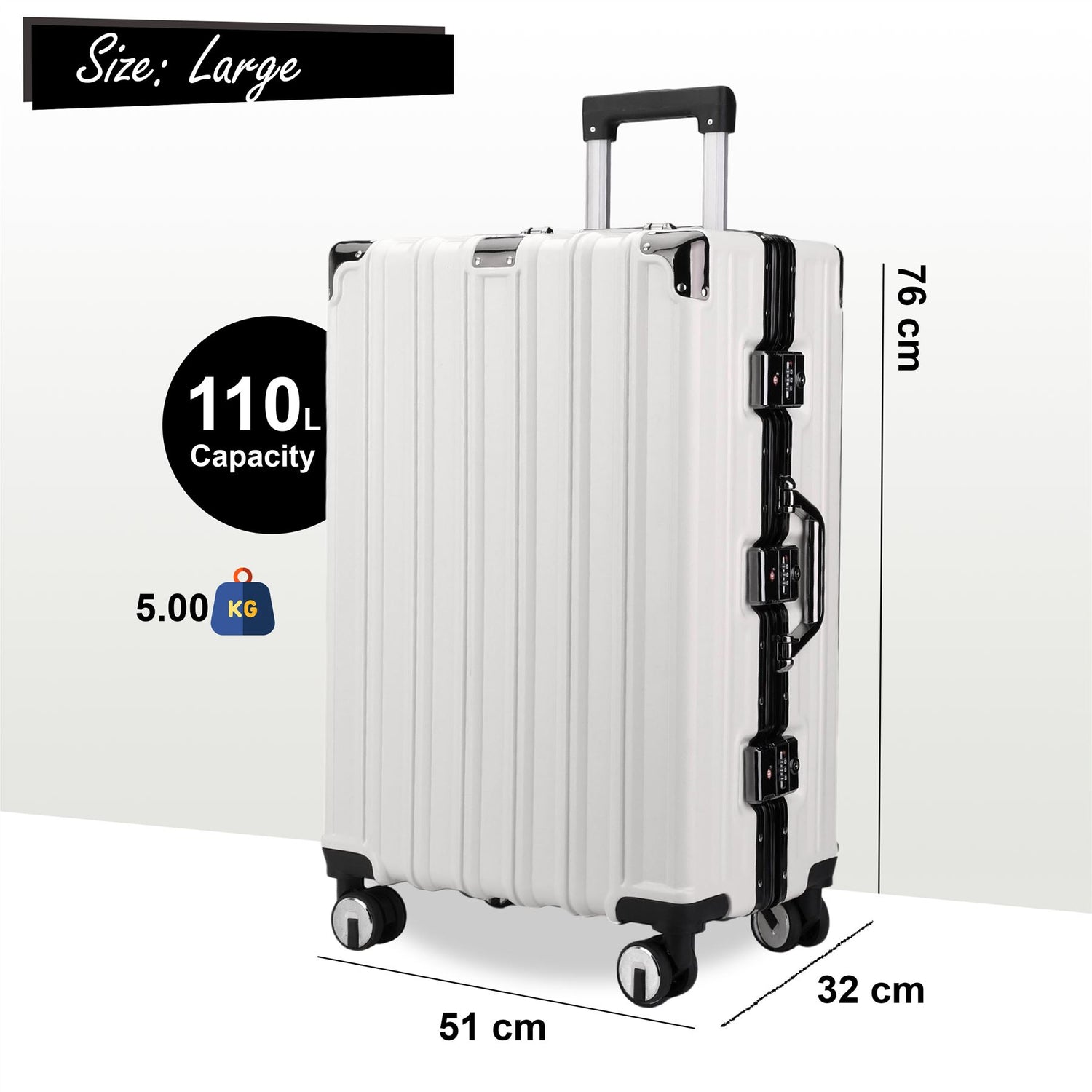 Airdrie Large Hard Shell Suitcase in White