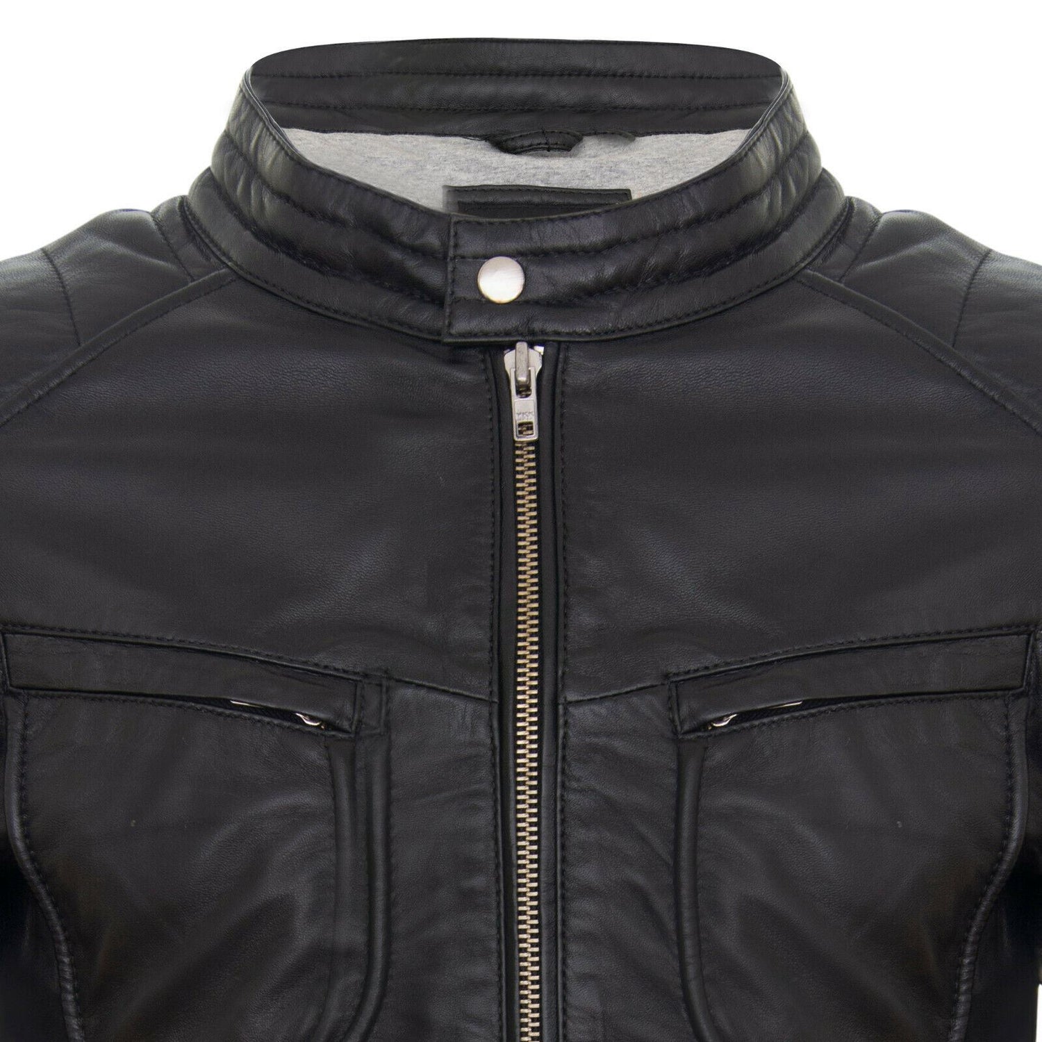 Mens Slim-Fit Leather Biker Jacket-Sprowston