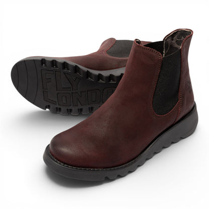 Fly London Womens Burgundy Chelsea Suede Leather Ankle Boots - SALV195