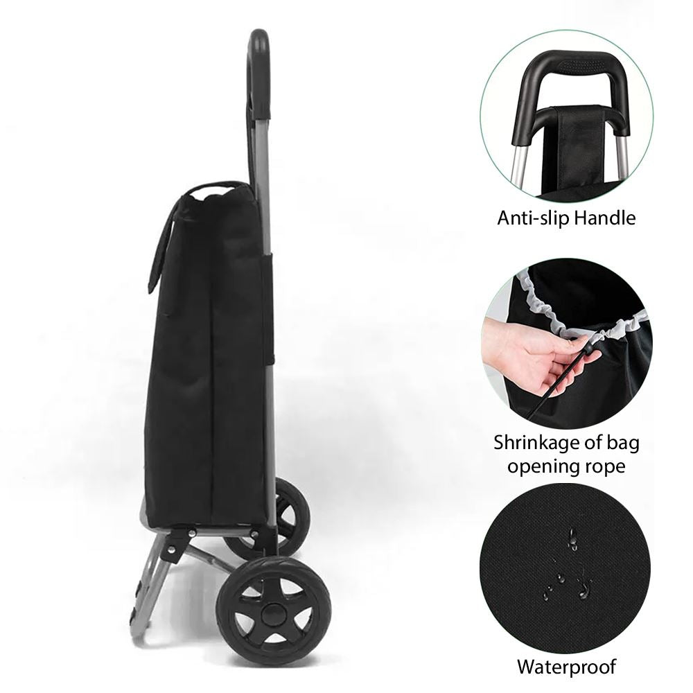 40L Lightweight Shopping Trolley Wheeled Folding Durable Cart Strong Bag Grocery