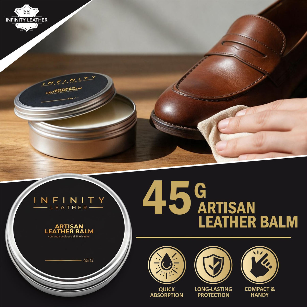 Nourishing Leather Conditioner for Shoes &amp; Bags, 2 Pack Leather Balm