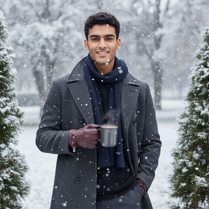 Men’s Italian Leather Warm Wool Lining Winter Stich Design Gloves - M-LGV-205