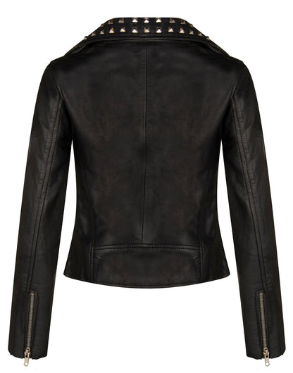 Womens Stud Goth Biker Leather Jacket-St. Albans