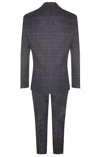 Mens Grey Check 3 Piece Tweed Suit Peaky Blinders 1920s Gatsby Tailored Fit
