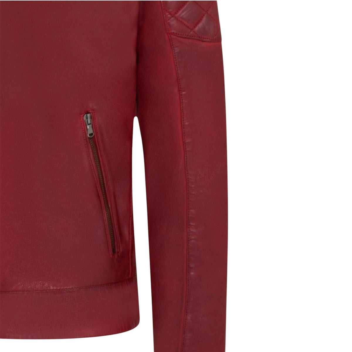 Mens Leather Quilted Shoulder Biker Jacket - Rock