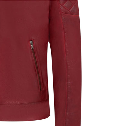 Mens Leather Quilted Shoulder Biker Jacket - Rock