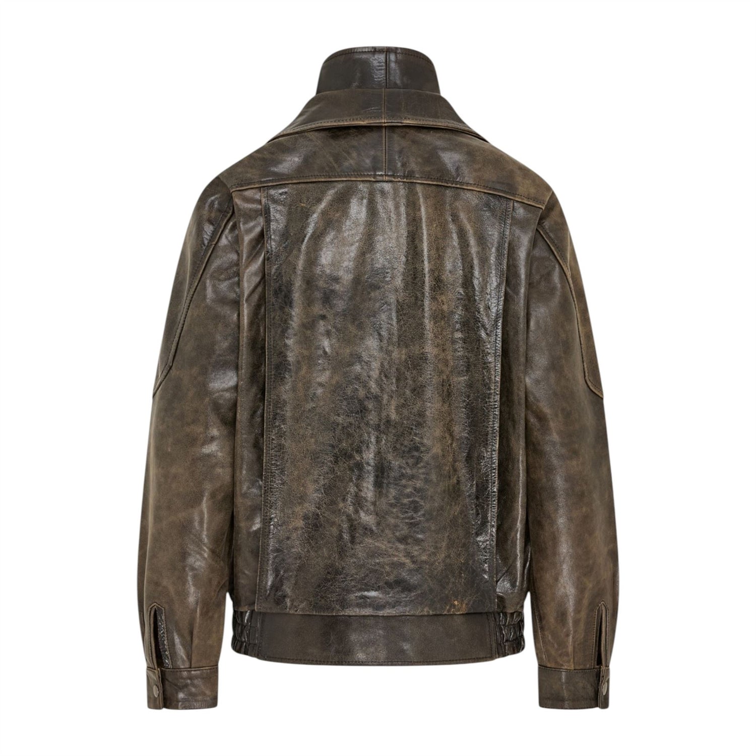 Mens Leather Biker Blouson Jacket - Bomber