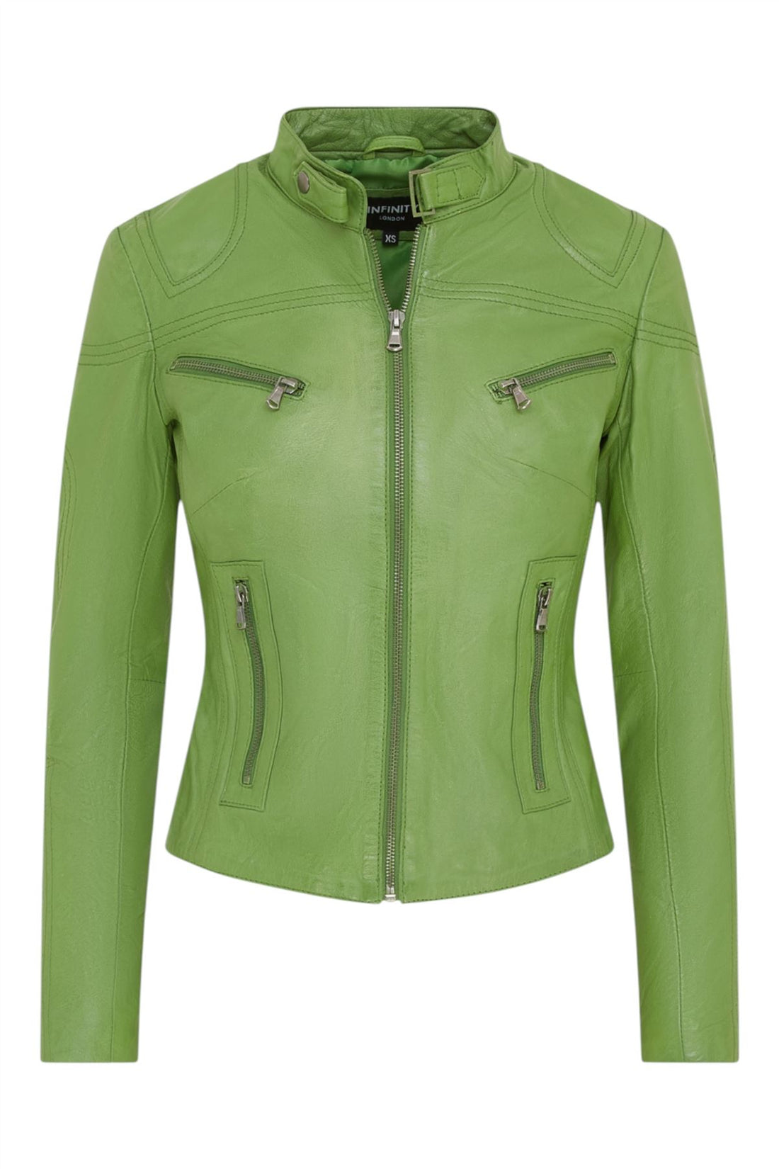 Womens Slim-Fit Leather Biker Jacket-Maldon