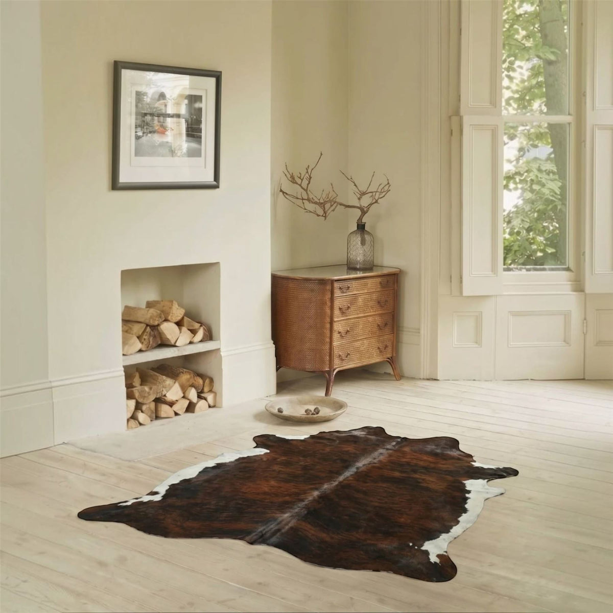 Natural Cow Leather Cowhide Hairon Rug - Hereford