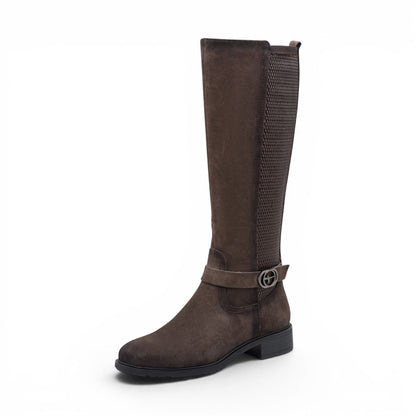 Tamaris Womens Taupe Leather Knee-High Long Riding Boots - 25618-43