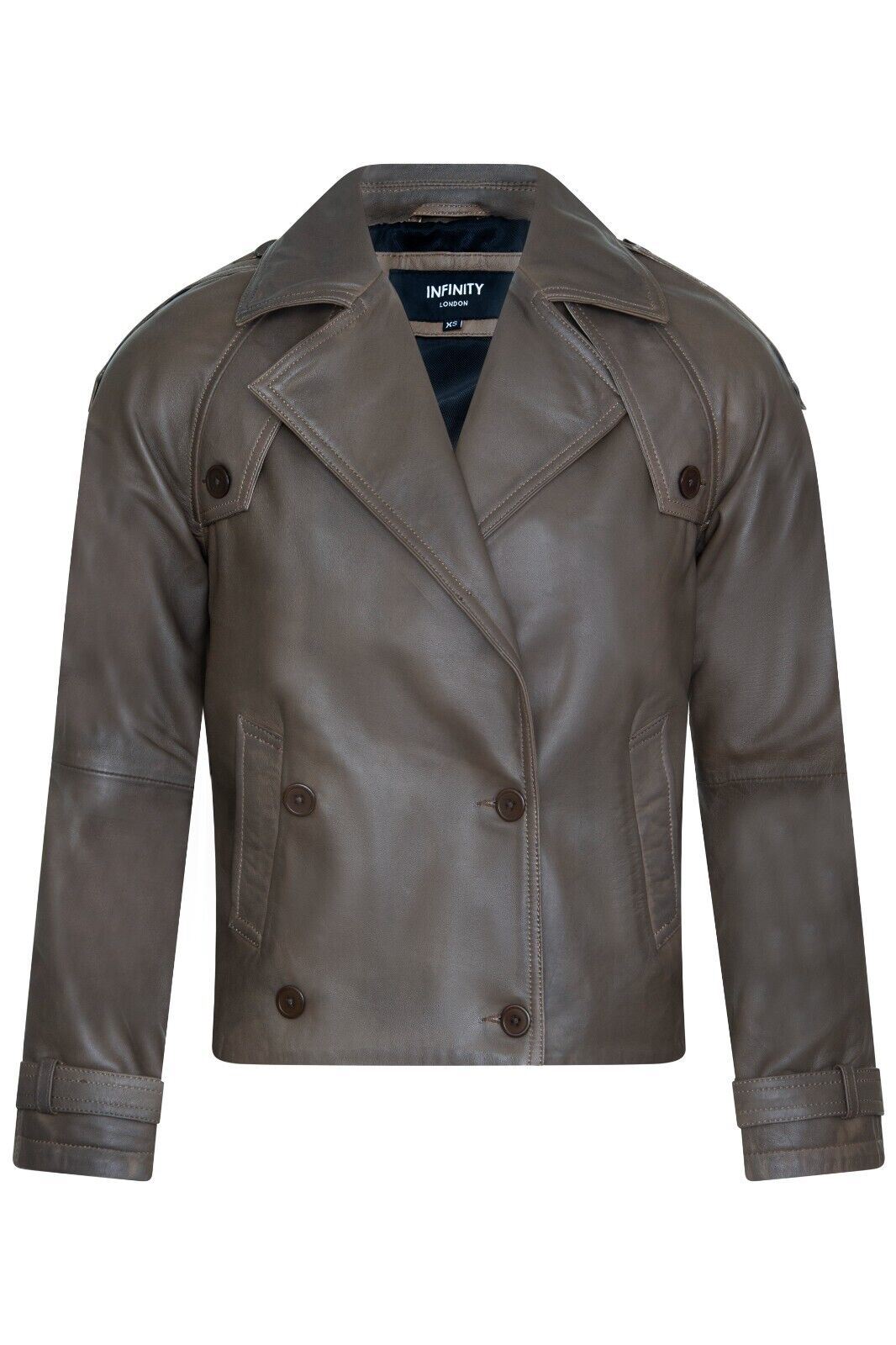 Womens Cropped Oversized Trench Leather Jacket - Warwick