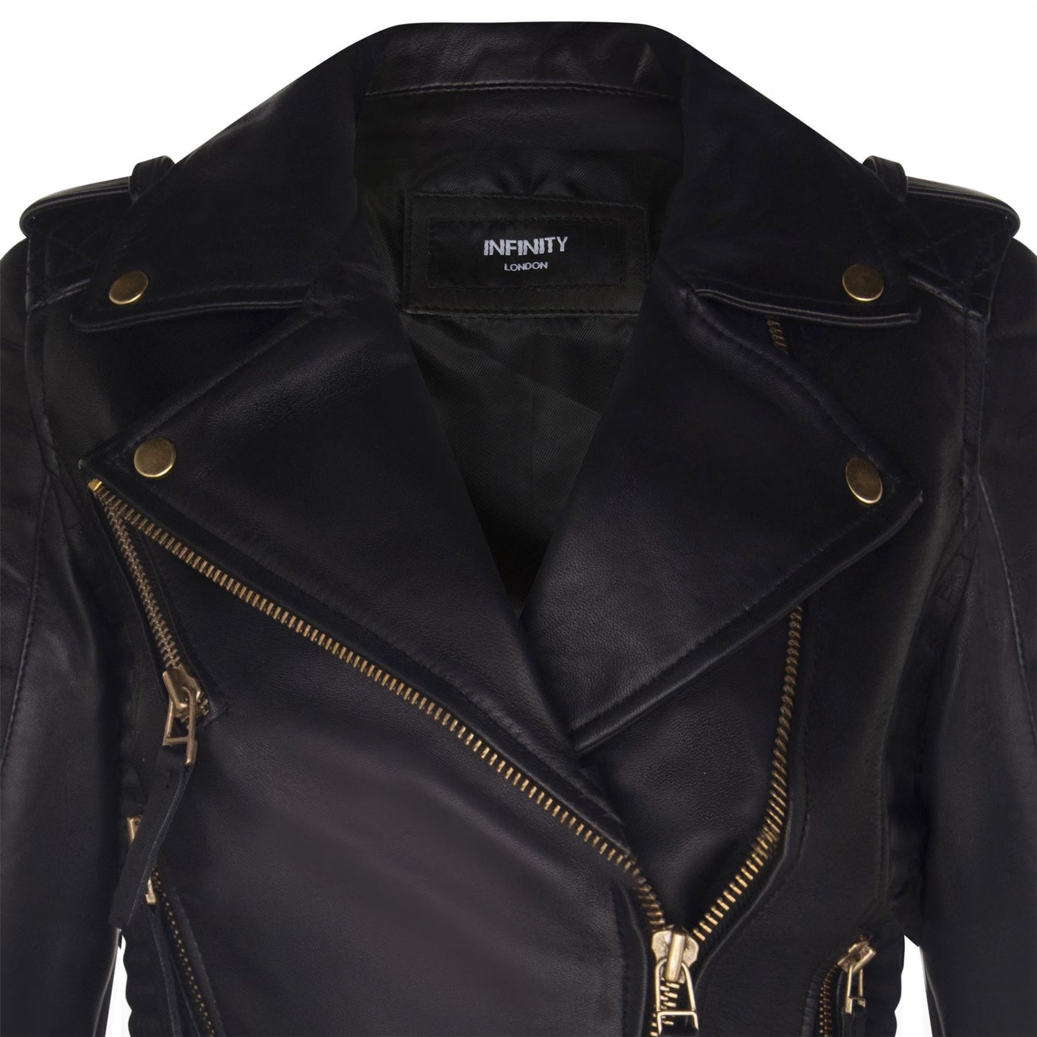 Womens Quilted Brando Leather Biker Jacket-Loftus - Upperclass Fashions 