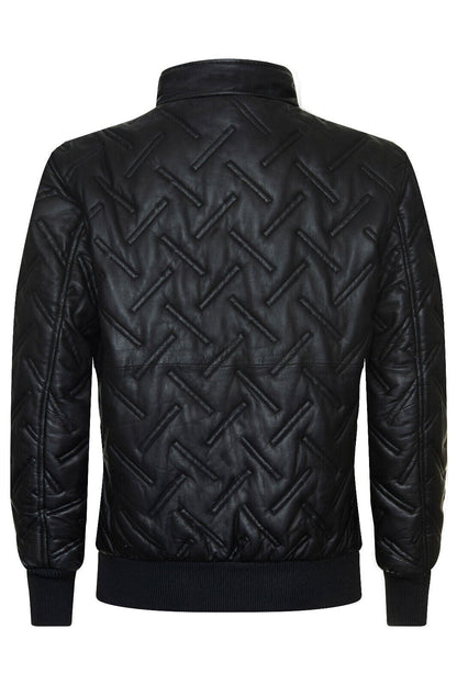Mens Quilted Leather Bomber Jacket - Taunton