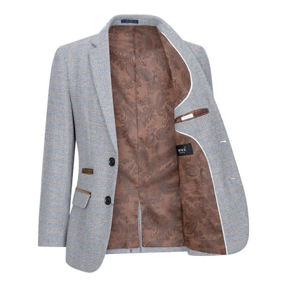 Boys 3 Piece Cream Tweed Check Vintage Retro Suit