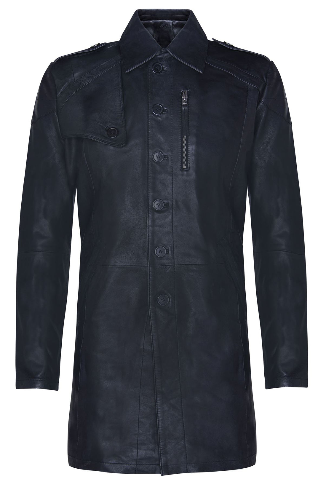 Mens Long Leather Trench Coat-Filton