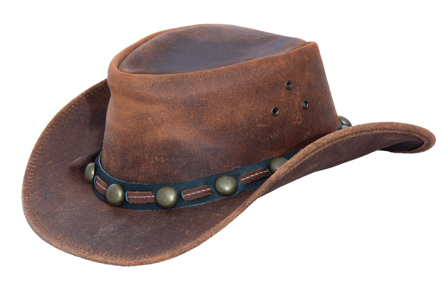 Cowboy Aussie Real Leather Hat Australian Tan Brown Western Outback Bush Hat