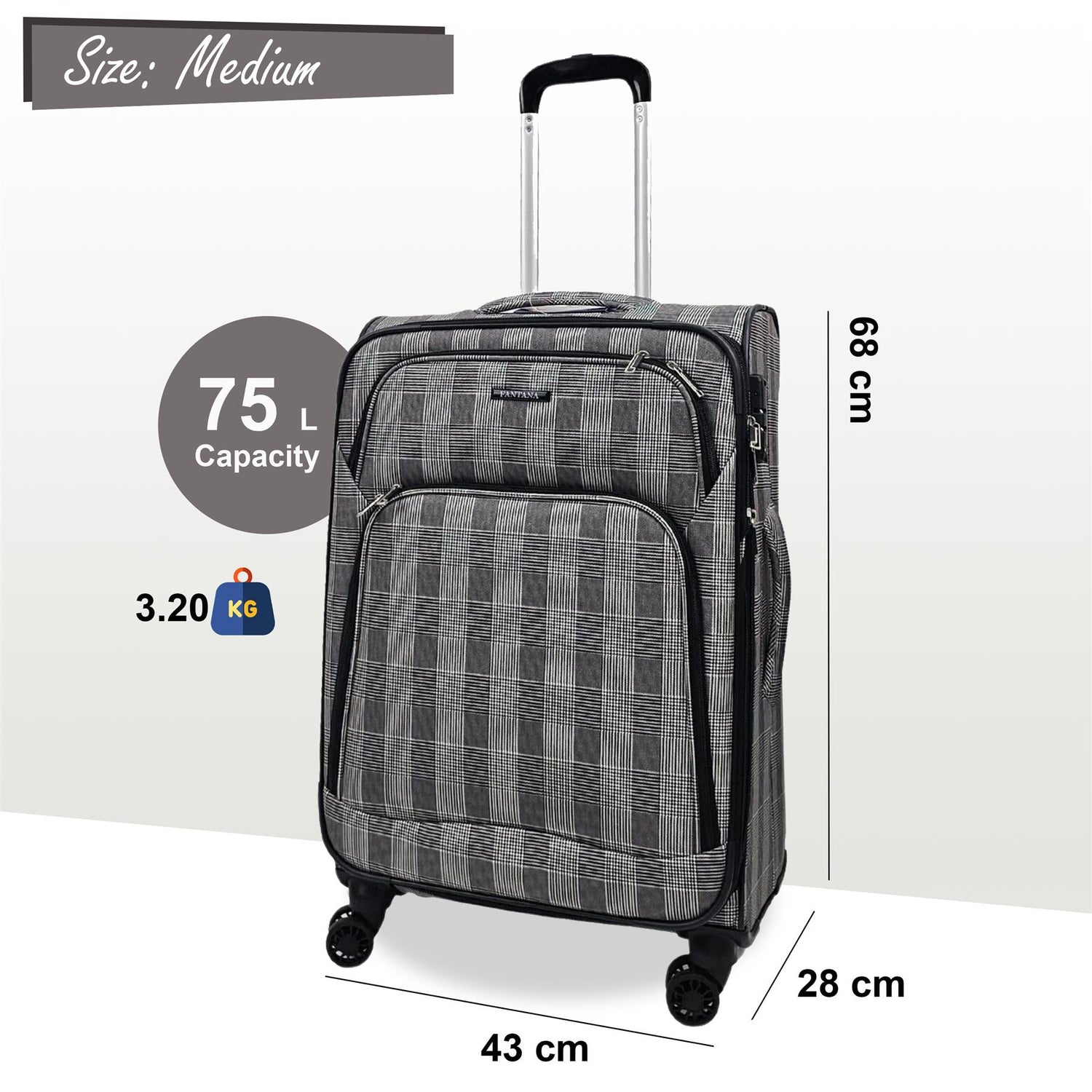 Ashville Medium Soft Shell Suitcase in Stripe
