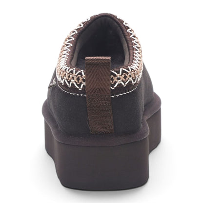 Women’s Brown Genuine Sheepskin Real Fur Winter Platform Slippers - Polar
