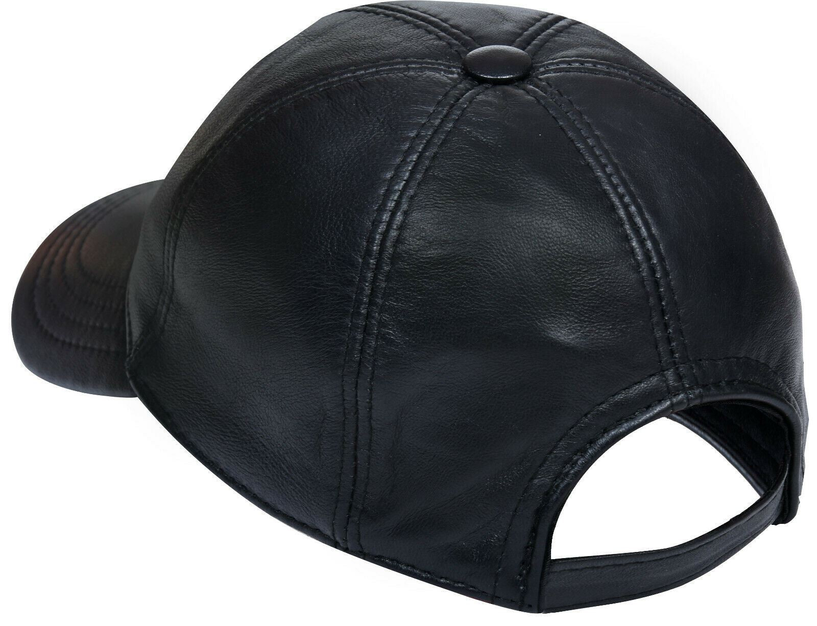 Mens Womens Real Nappa Leather Adjustable Golf Snapback Plain Baseball Cap Hat - Upperclass Fashions 