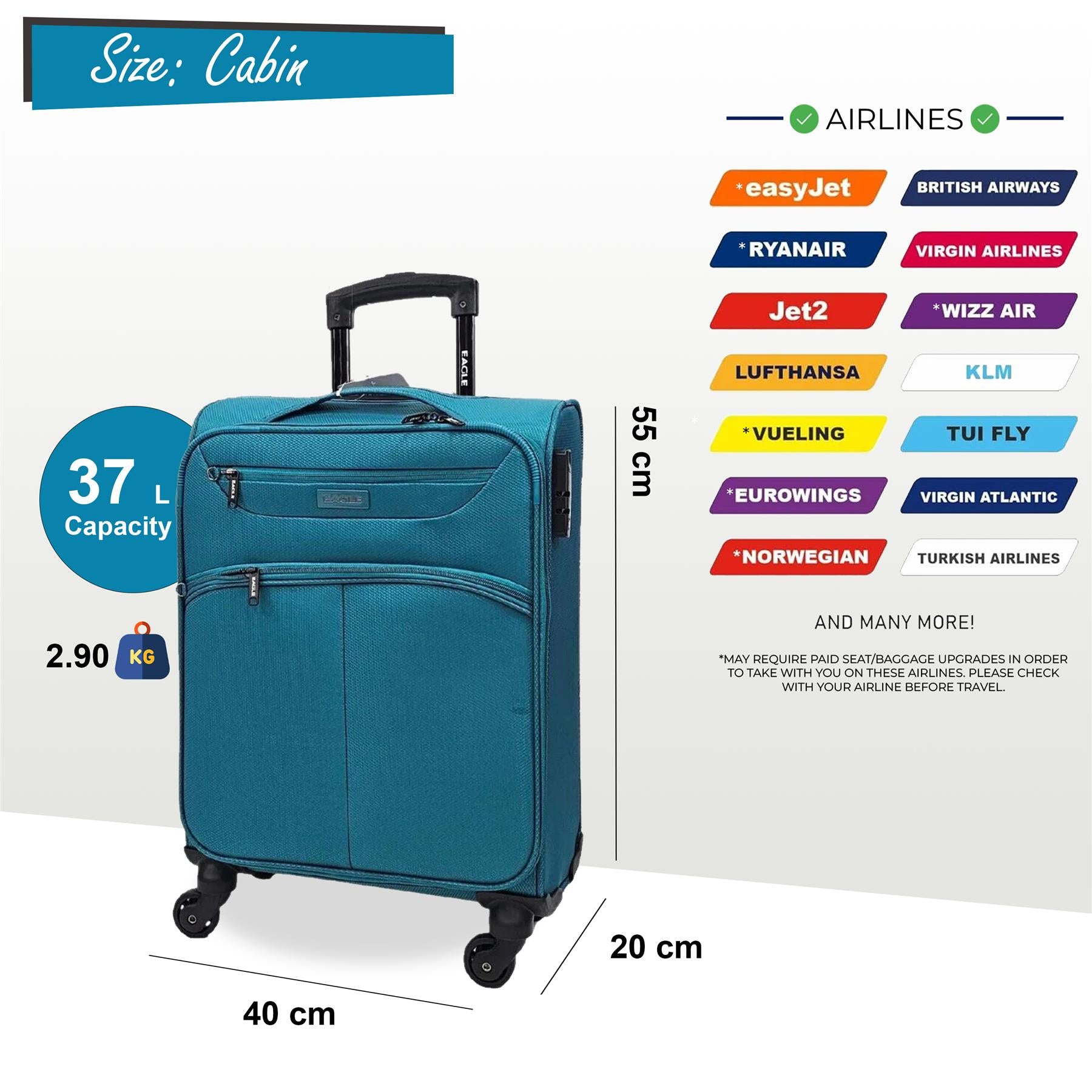 Baileyton Cabin Soft Shell Suitcase in Teal