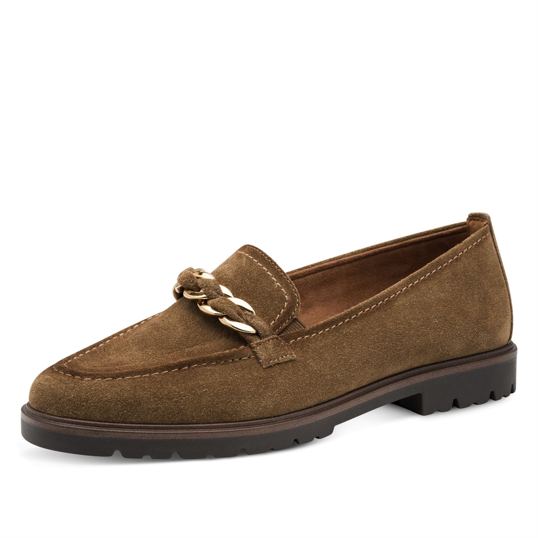 Tamaris Womens Camel Brown Suede Leather Loafers Shoes