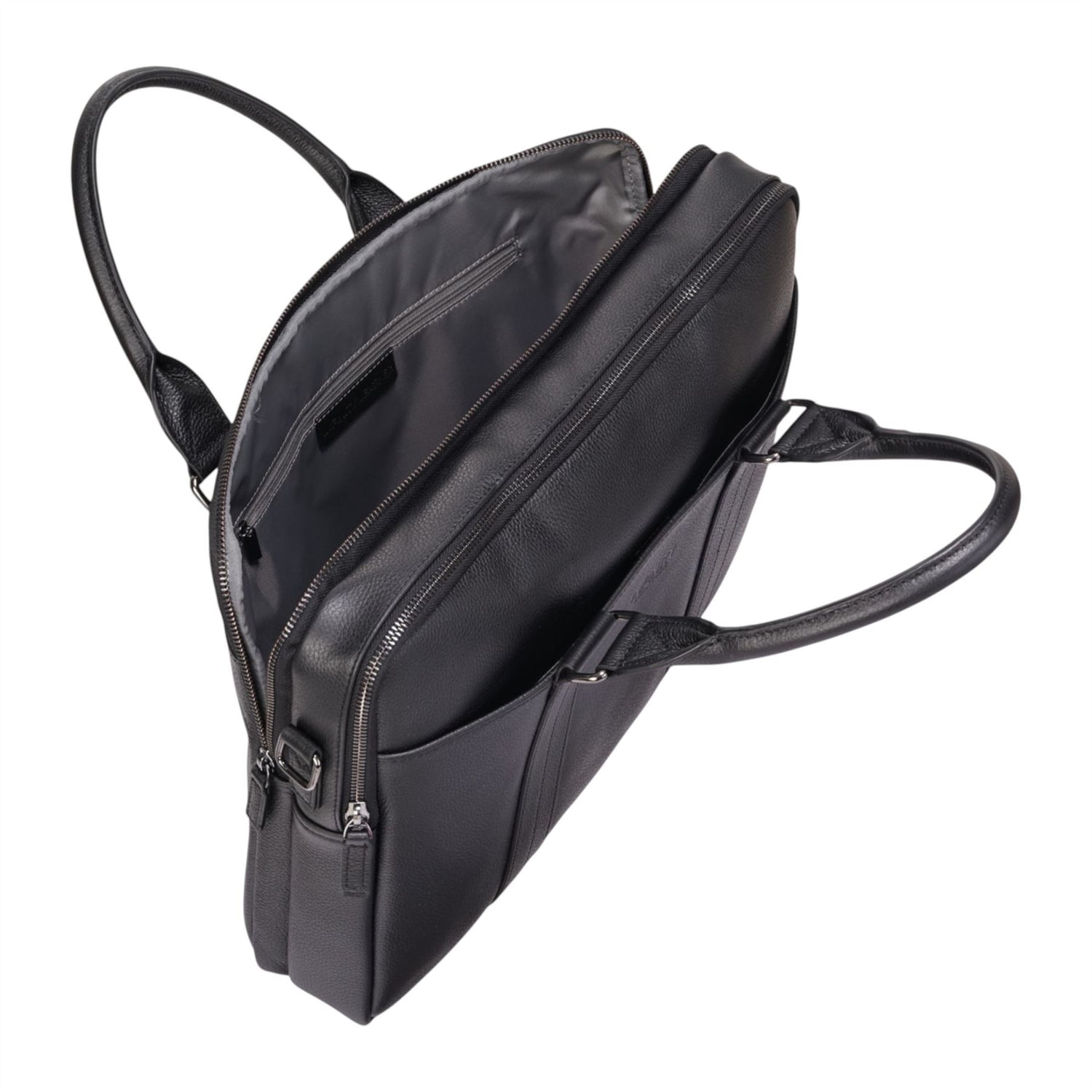 Genuine Leather Black Laptop Business Briefcase Office Work Travel Bag - Sutton