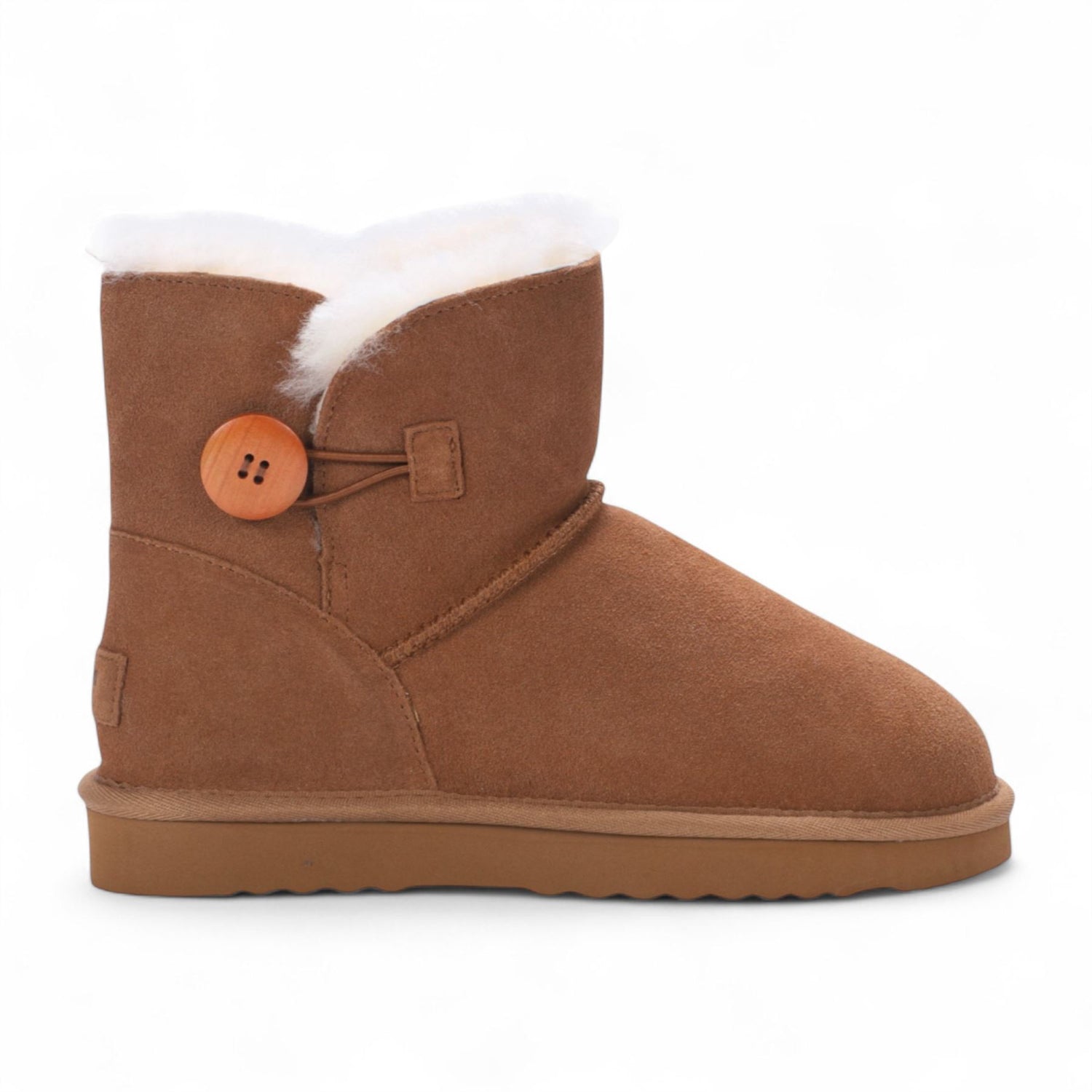 Women's Sheepskin Suede Tan Brown Ankle Bootie Warm Winter Boots