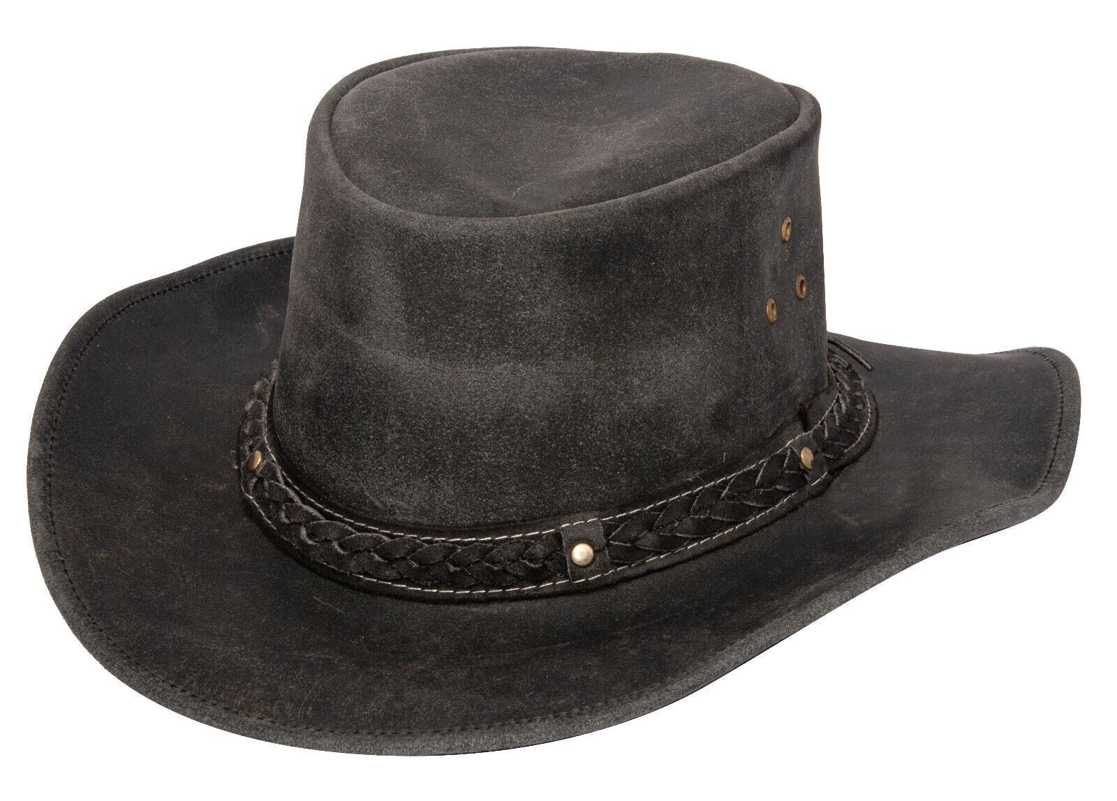 Cowboy Aussie Real Leather Hat Australian Black Western Outback Bush Hat