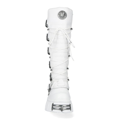 New Rock M-272-C69 Knee High White Leather Gothic Boots