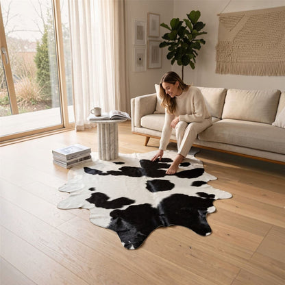 Natural Cow Leather Black White Cowhide Hairon Rug