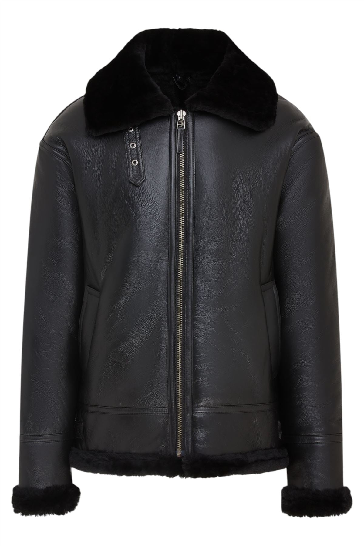 Mens Warm Sheepskin Aviator Zip-Up Flight Jacket-Harrogate