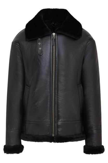 Mens Warm Sheepskin Aviator Zip-Up Flight Jacket-Harrogate