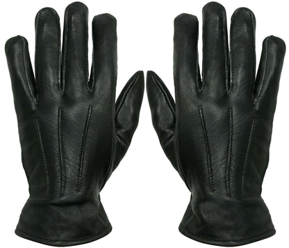 MENS BLACK CLASSIC REAL 100% LEATHER GLOVES THERMAL LINED DRIVING WINTER GIFT - Upperclass Fashions 