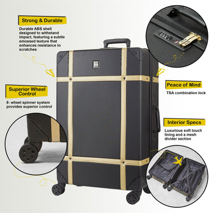 Alexandria Large Hard Shell Suitcase in Black Gold