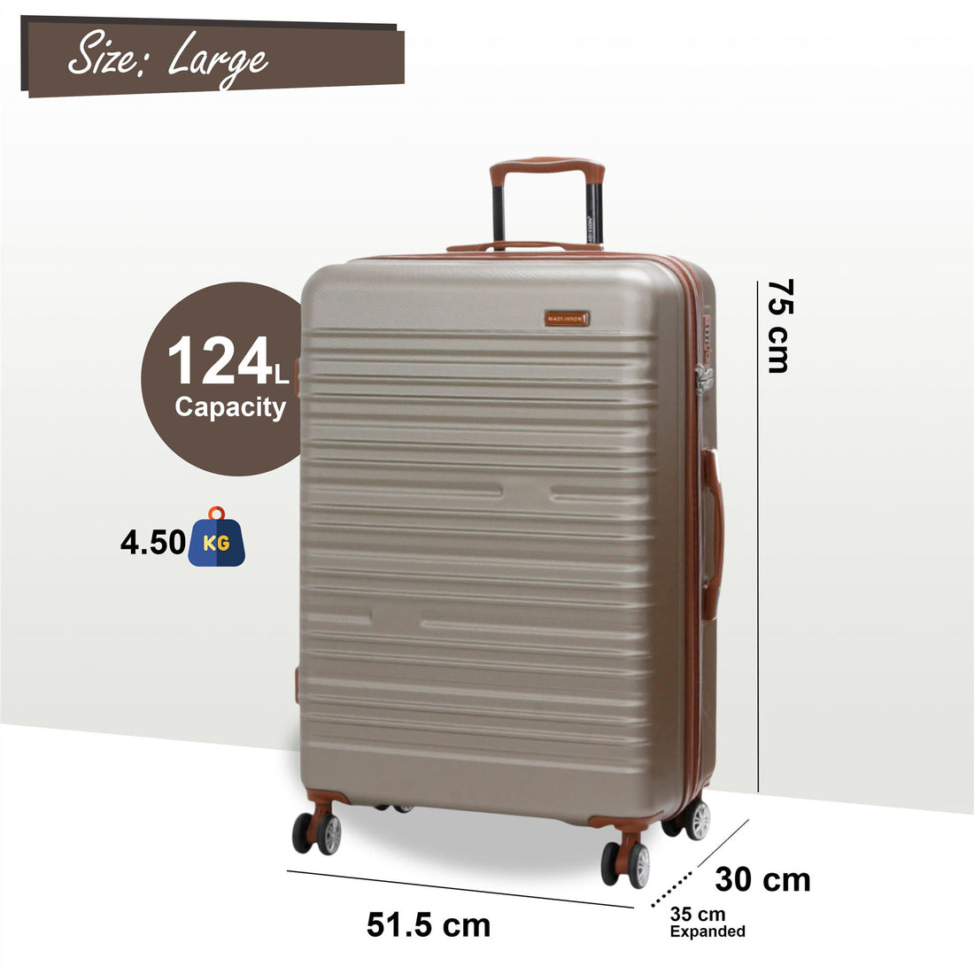 Armidale Large Hard Shell Suitcase in Champagne