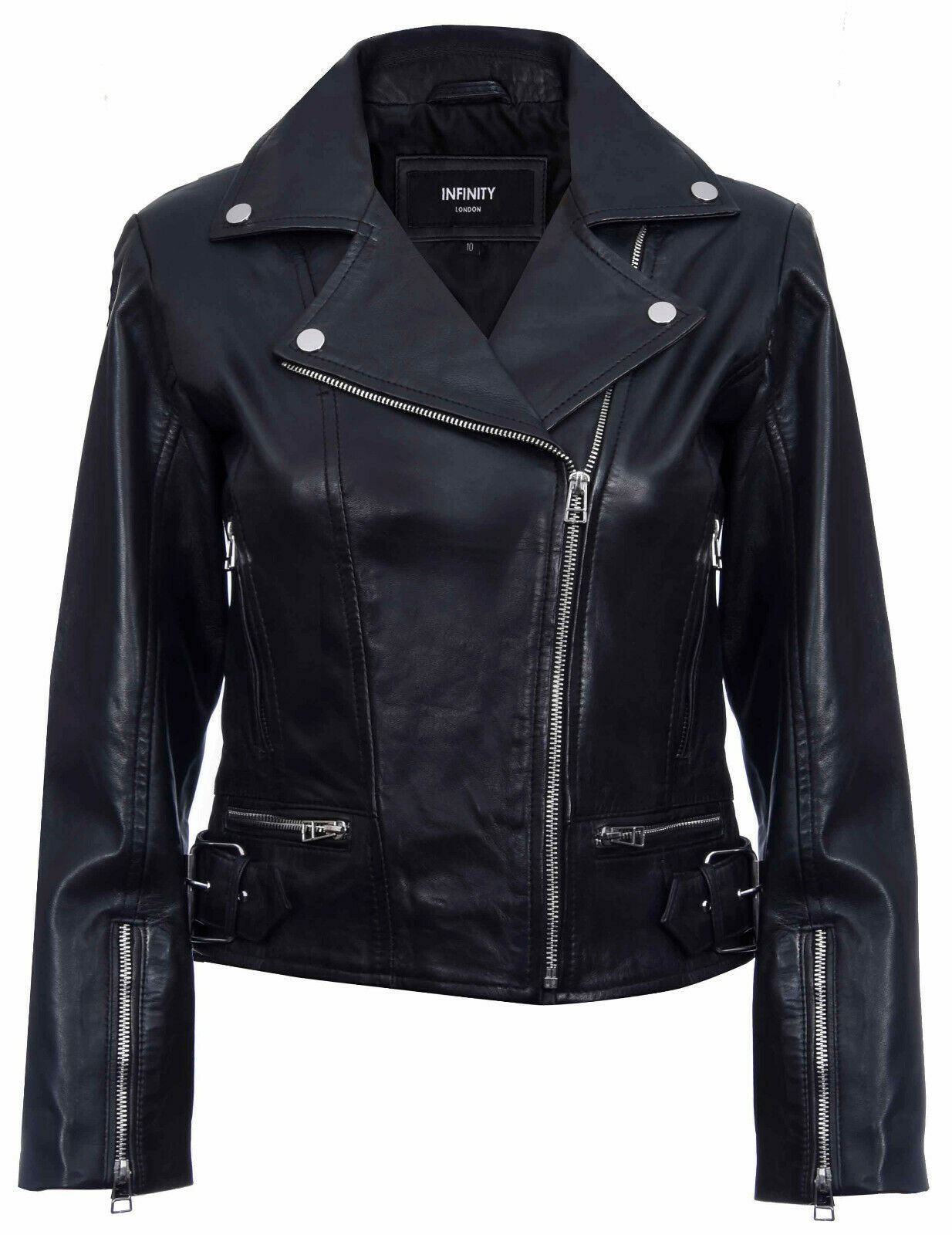 Womens Vintage Leather Biker Jacket-Luton