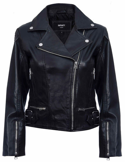Womens Vintage Leather Biker Jacket-Luton