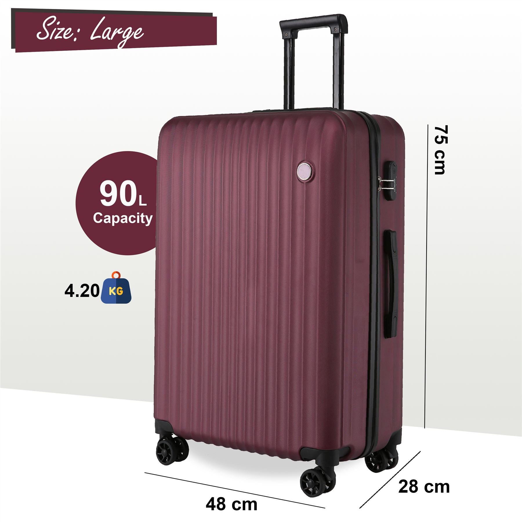 Edmonton Large Hard Shell Suitcase in Burgundy