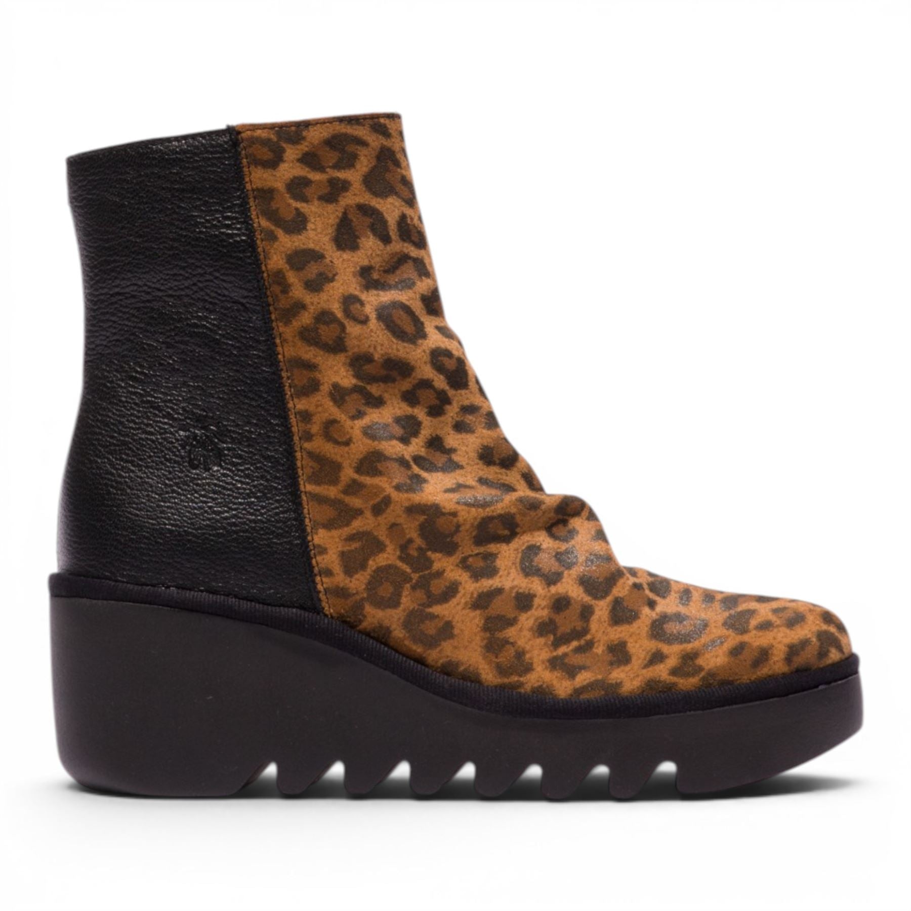 Fly London Women’s Black Tan Suede Leather Wedge Heel Platform Ankle Boots - BAAN538