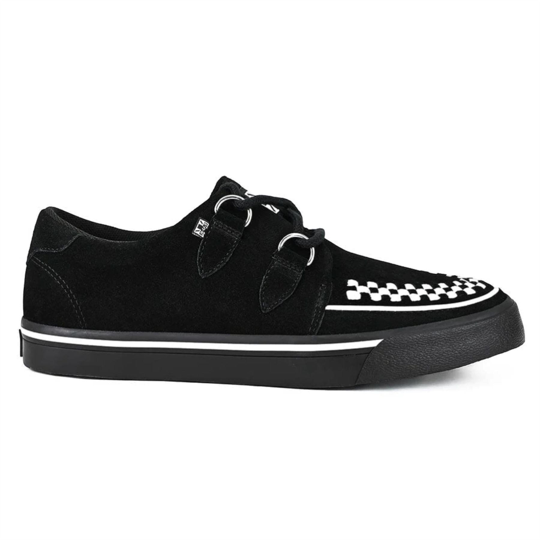 TUK Pointed Creeper Sneaker Black White Suede Platform Shoes - A9182